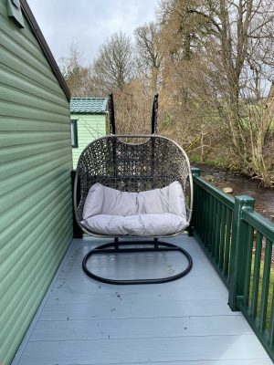 double pod chair fits well on a 1.8 metre wide deck