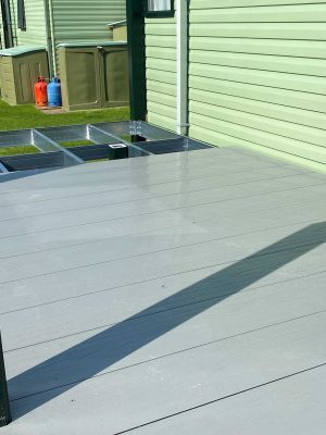 grey deck boards fixed to steel frame